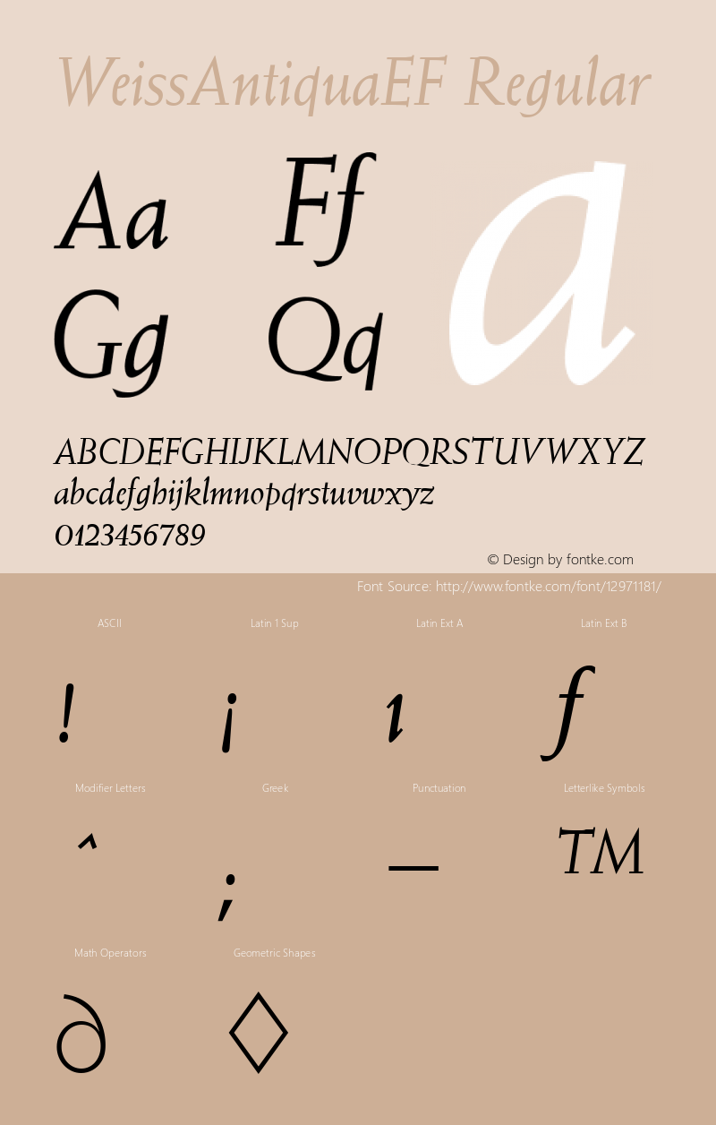 WeissAntiquaEF Regular OTF 1.000;PS 001.000;Core 1.0.29图片样张