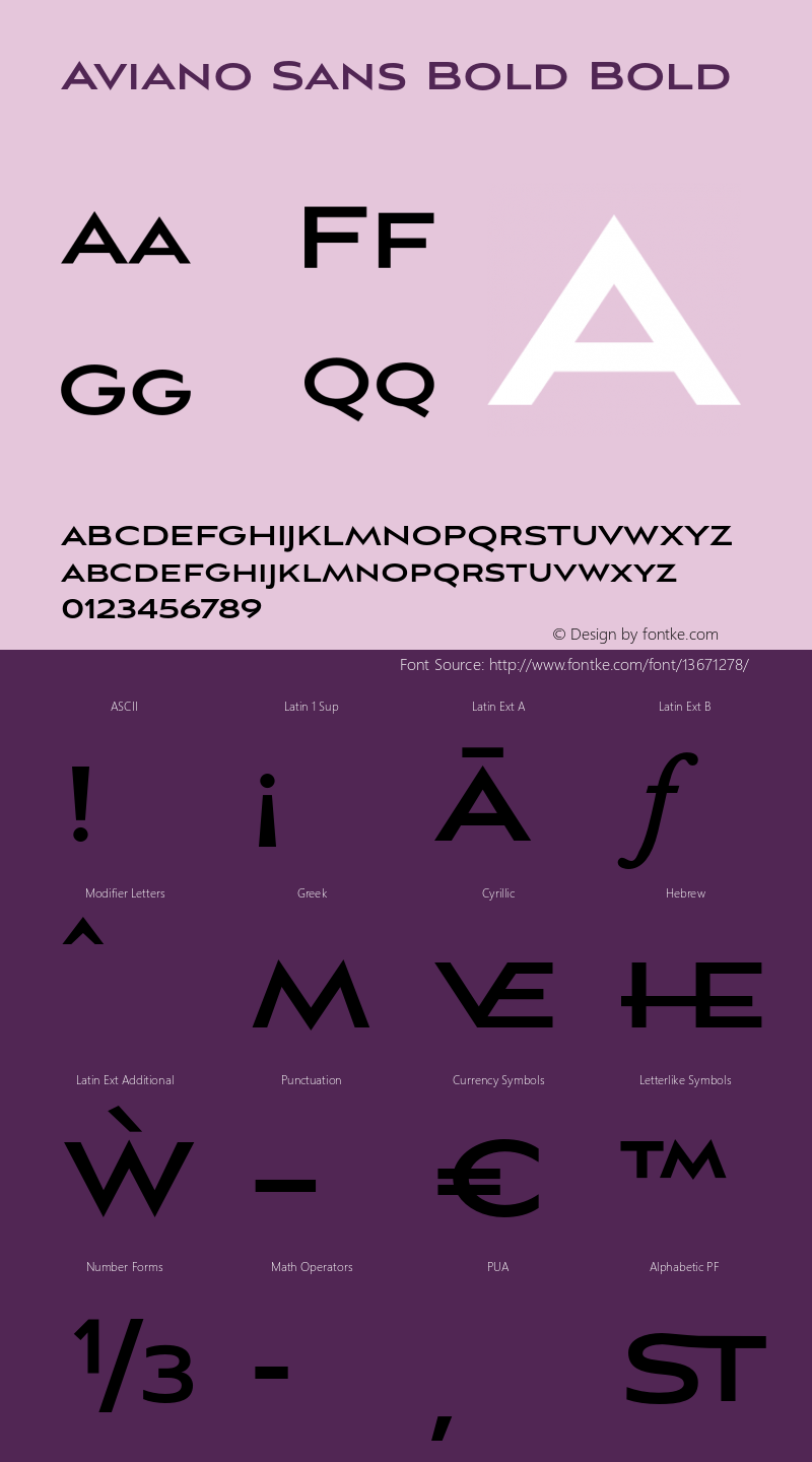 Aviano Sans Bold Bold Version 1.000 2009 initial release图片样张