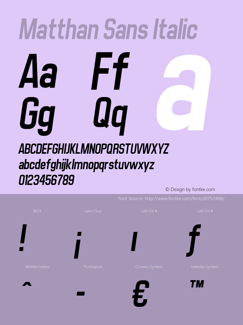 Matthan Sans Italic v1 - 4/26/2012图片样张