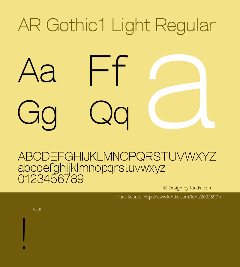 AR Gothic1 Light Version 2.001;PS 001.001;hotconv 1.0.38图片样张