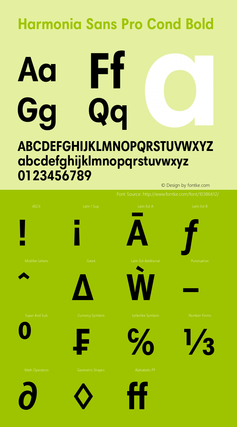 Harmonia Sans Pro Cond Bold Version 1.000图片样张