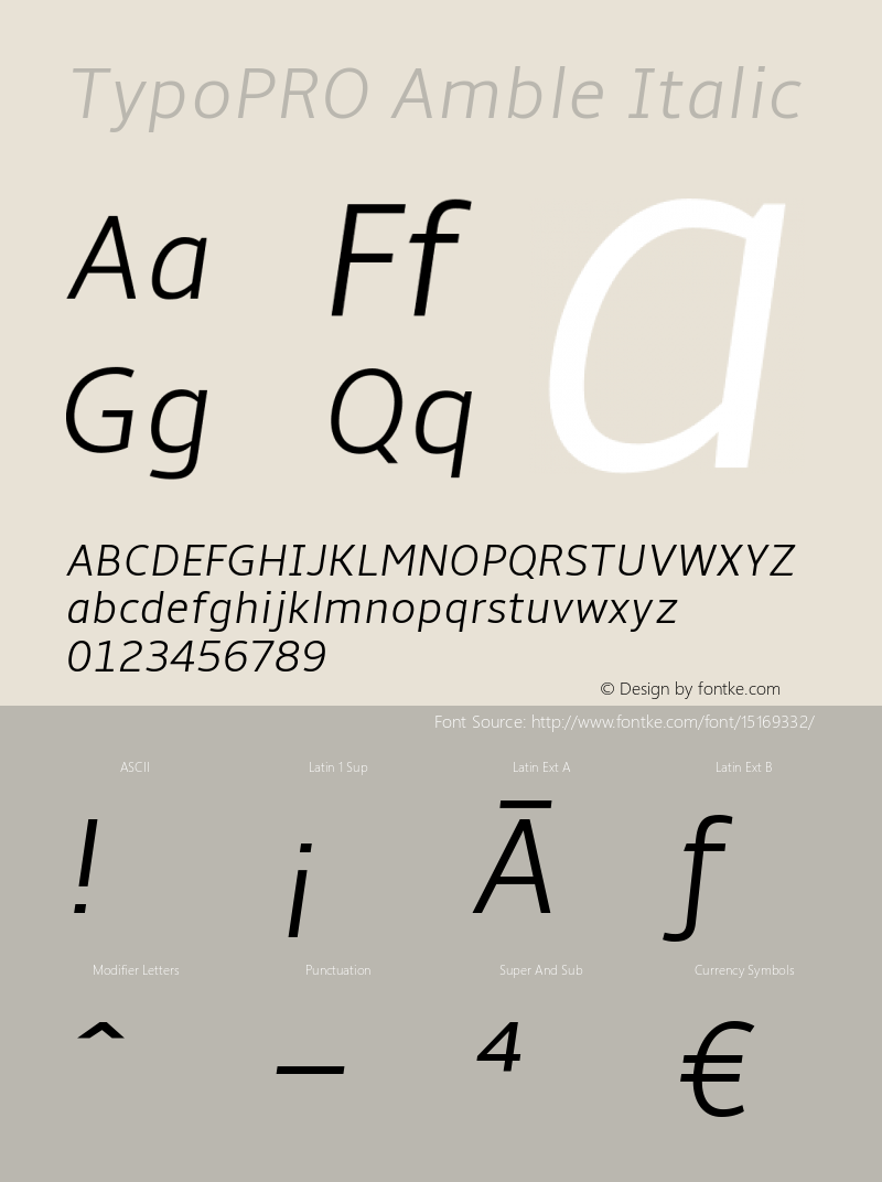 TypoPRO Amble Italic Version 1.00000; 2009图片样张