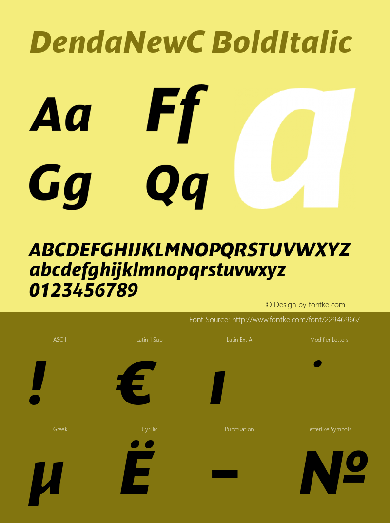 DendaNewC Bold Italic Version 001.001图片样张