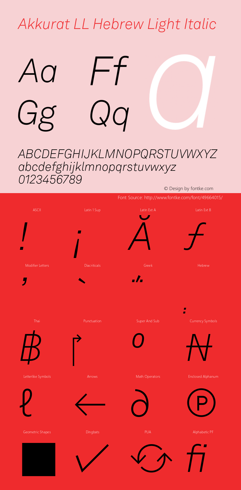 Akkurat LL Heb Light Italic Version 3.000; build 0010 | wf-rip DC20190620图片样张