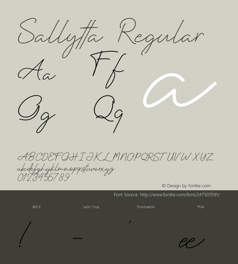 Sallytta Version 1.00;November 9, 2020;FontCreator 12.0.0.2525 64-bit图片样张