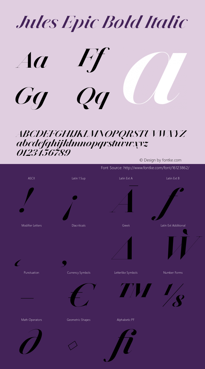 Jules Epic Bold Italic Version 1.000图片样张