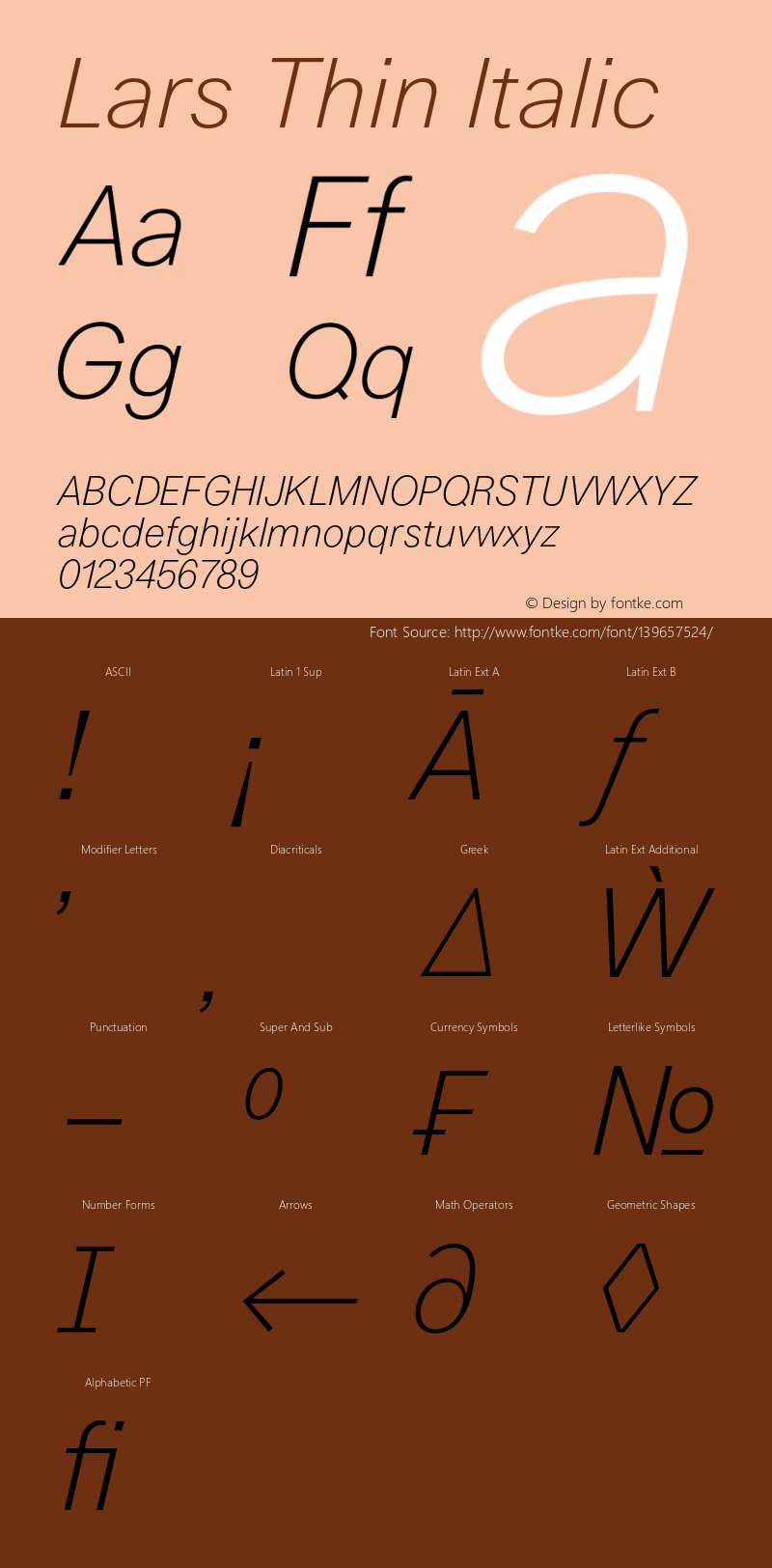 Lars Thin Italic Version 2.000;PS 002.000;hotconv 1.0.88;makeotf.lib2.5.64775图片样张