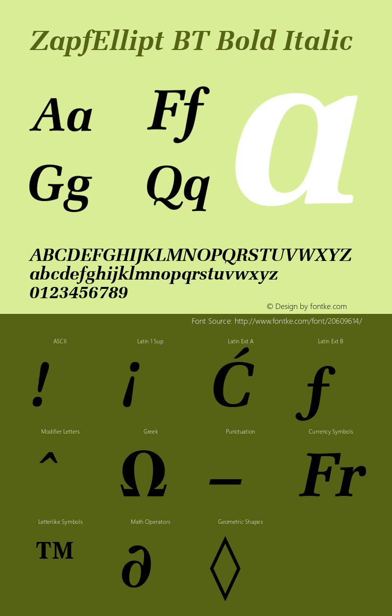 ZapfEllipt BT Bold Italic mfgpctt-v4.4 Dec 14 1998图片样张