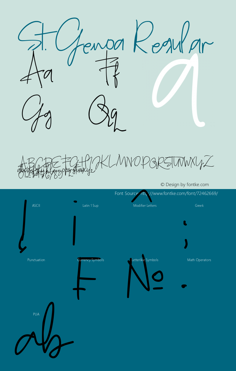 St. Genoa Version 1.00;July 29, 2019;FontCreator 11.5.0.2430 64-bit图片样张