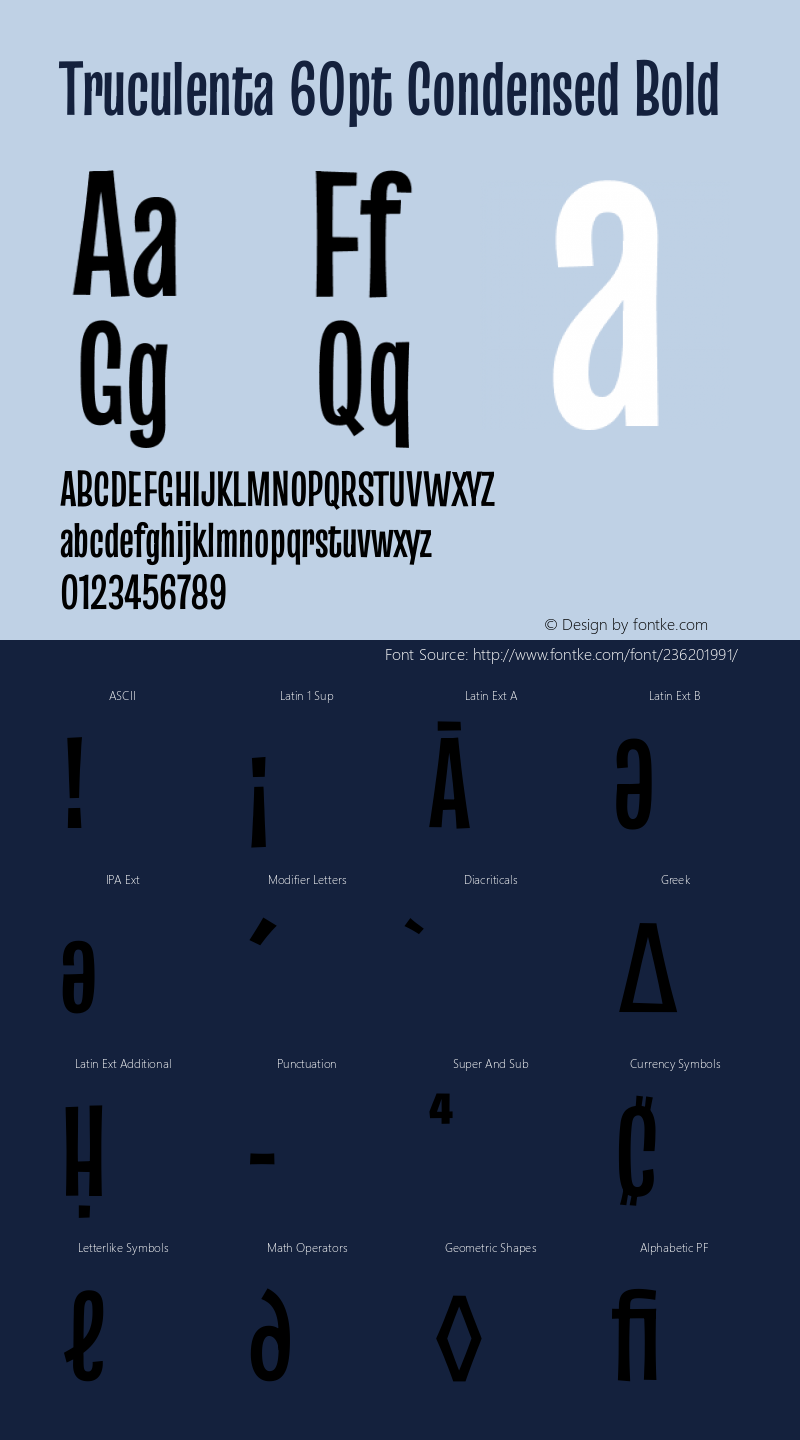 Truculenta 60pt Condensed Bold Version 1.002图片样张