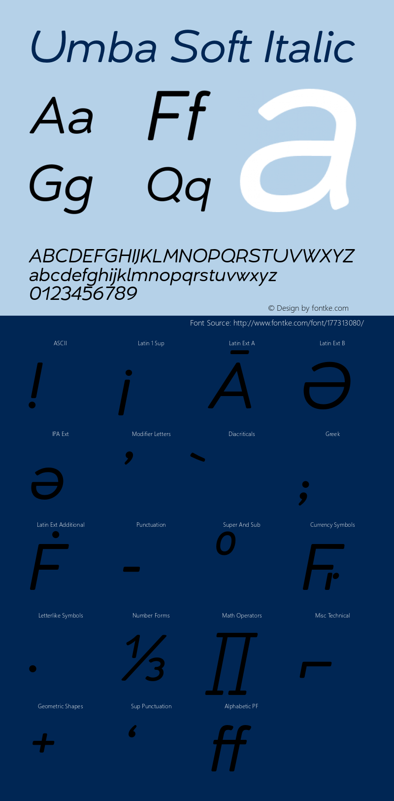Umba Soft Italic Version 2.020;PS 002.020;hotconv 1.0.88;makeotf.lib2.5.64775图片样张