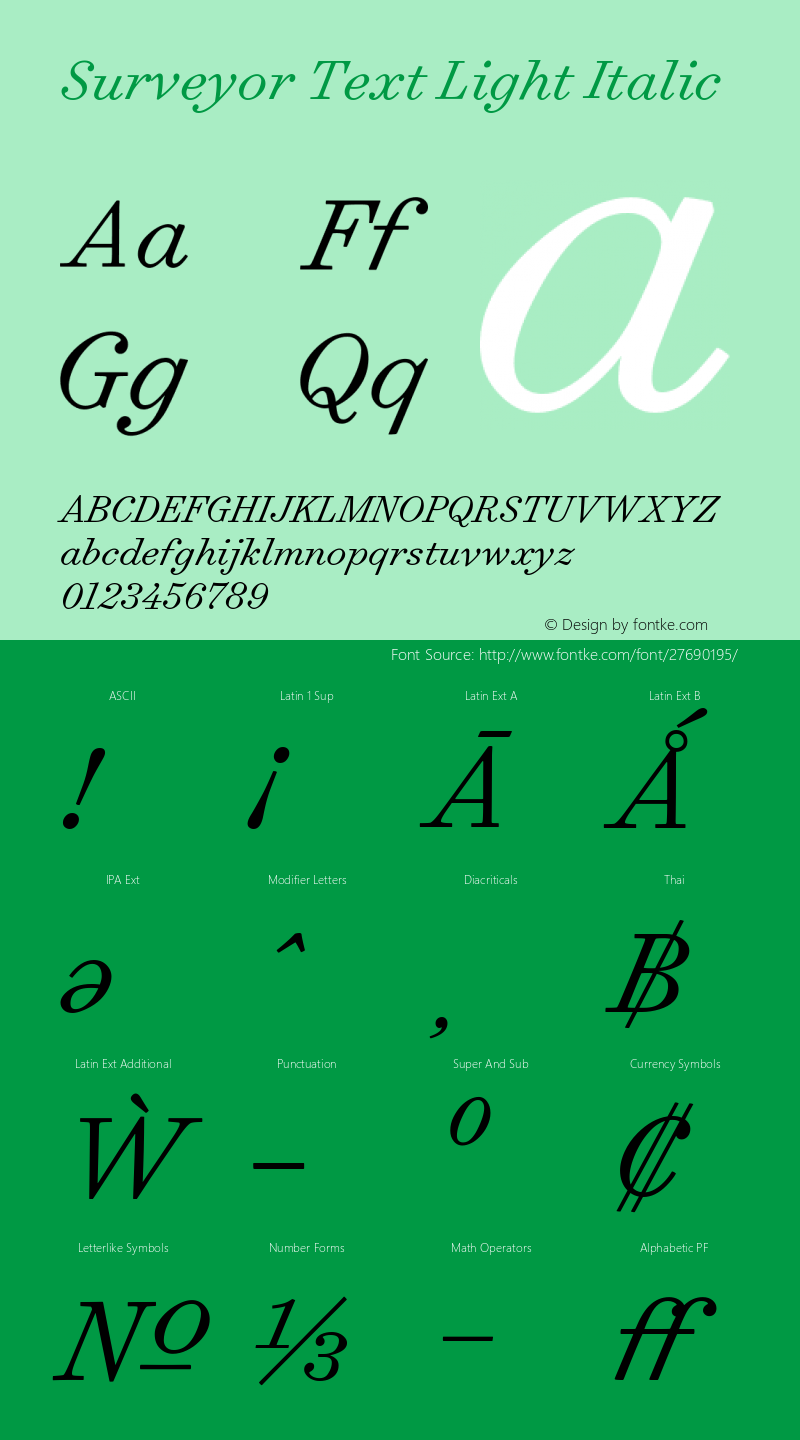 Surveyor Text Light Italic Version 1.200 Pro图片样张