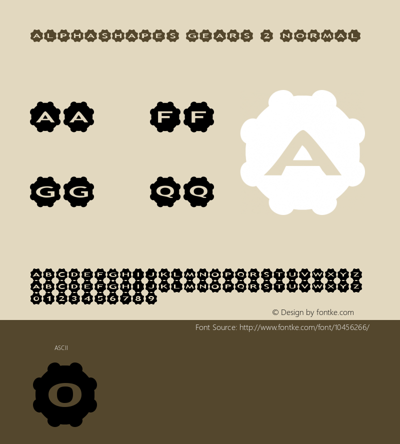 AlphaShapes gears 2 Normal 1.0 - November 2012 - freeware font图片样张