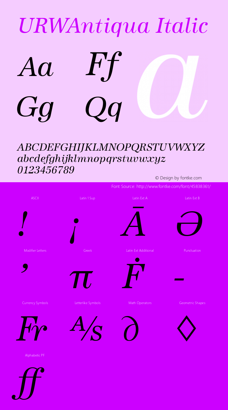 URWAntiqua Italic Version 1.00图片样张