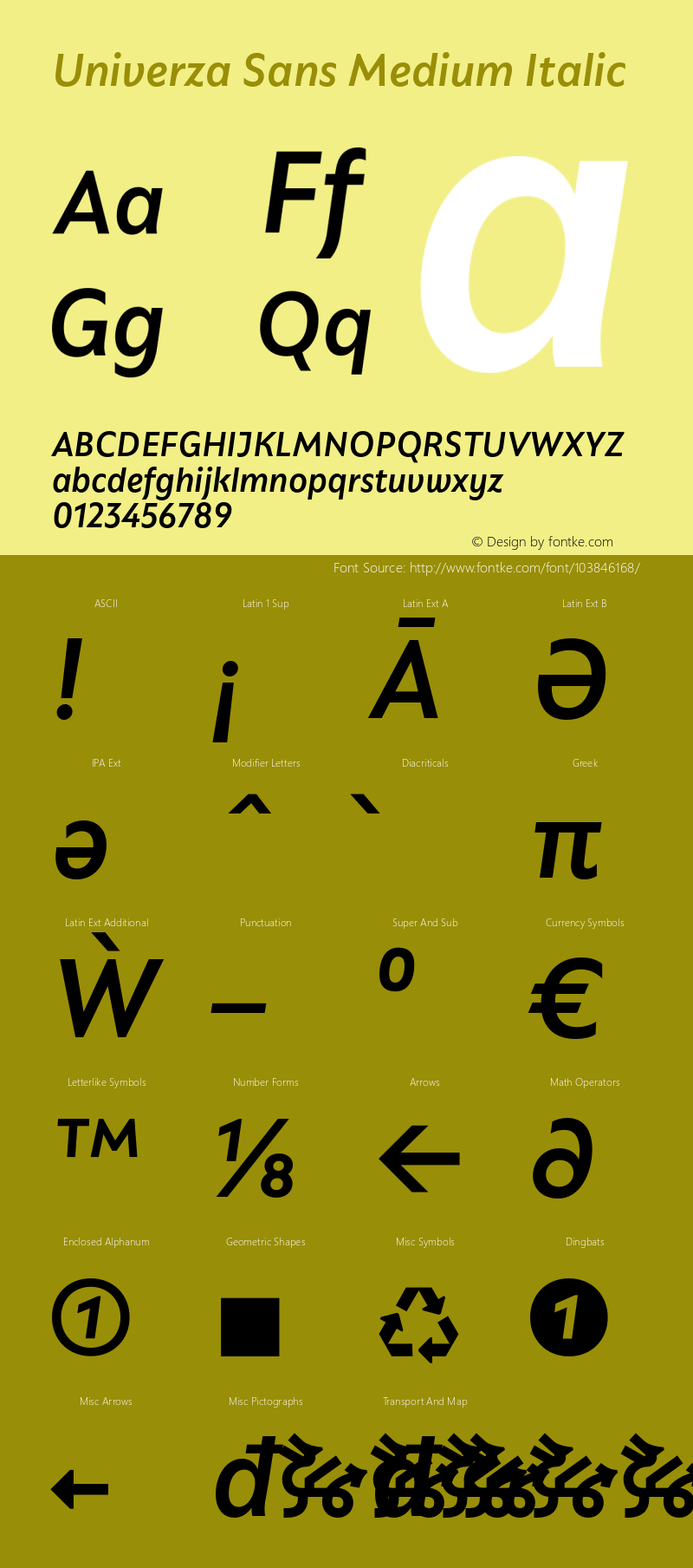 Univerza Sans Medium Italic Version 1.001;hotconv 1.0.109;makeotfexe 2.5.65596图片样张