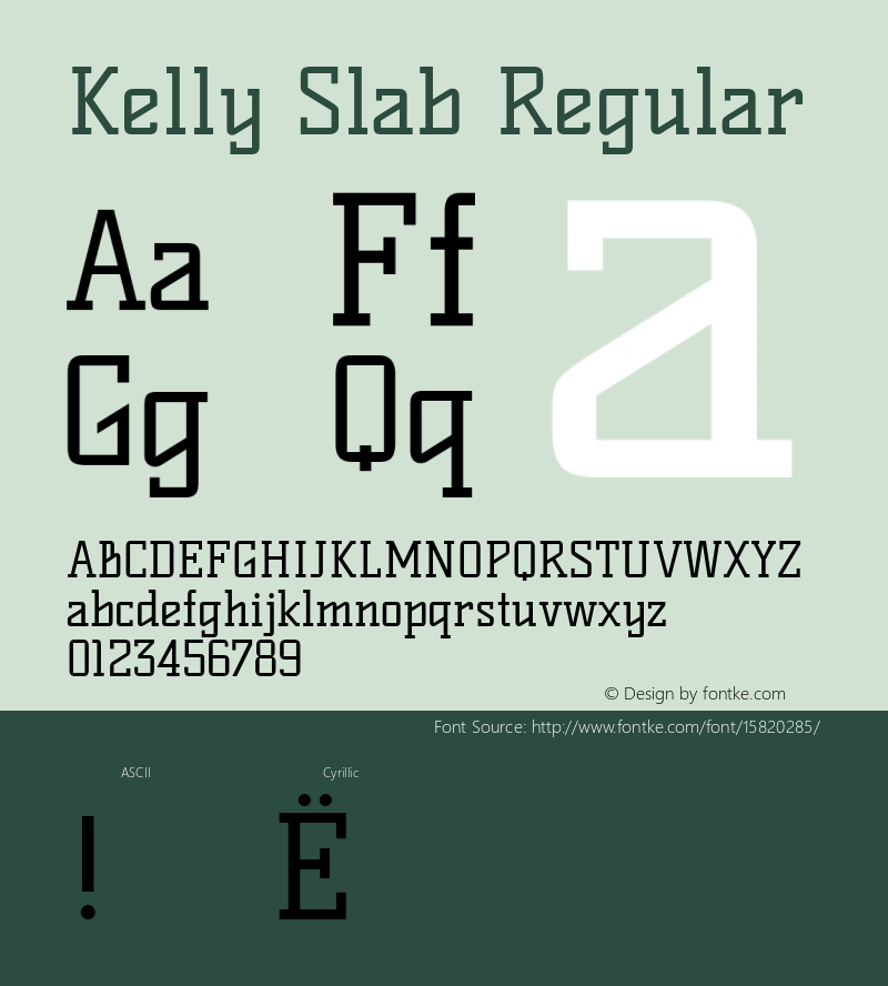 Kelly Slab Regular Version 1.001; ttfautohint (v1.4.1)图片样张