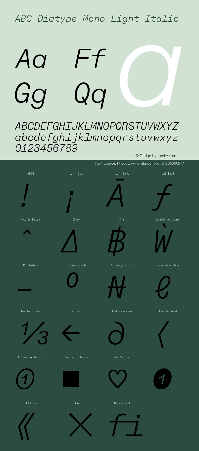 ABC Diatype Mono Light Italic Version 1.100 | wf-rip DC20200910图片样张