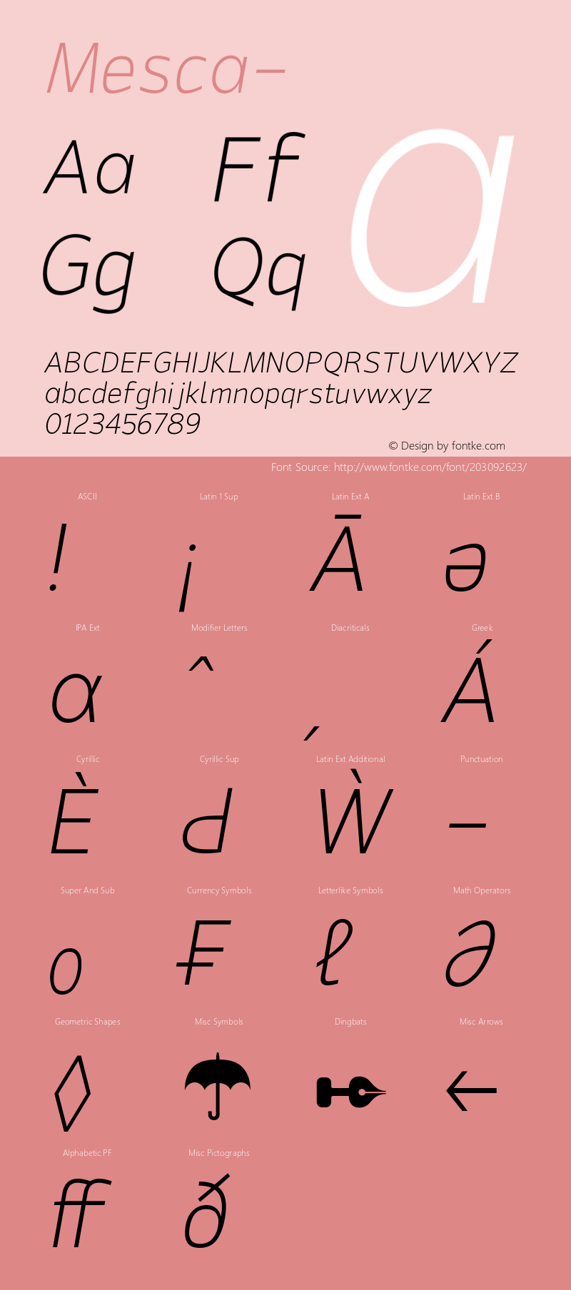 ☞Mesca- ExtraLightItalic Version 1.000;com.myfonts.easy.s6-foundry.mesca.extra-light-italic.wfkit2.version.5QCu图片样张