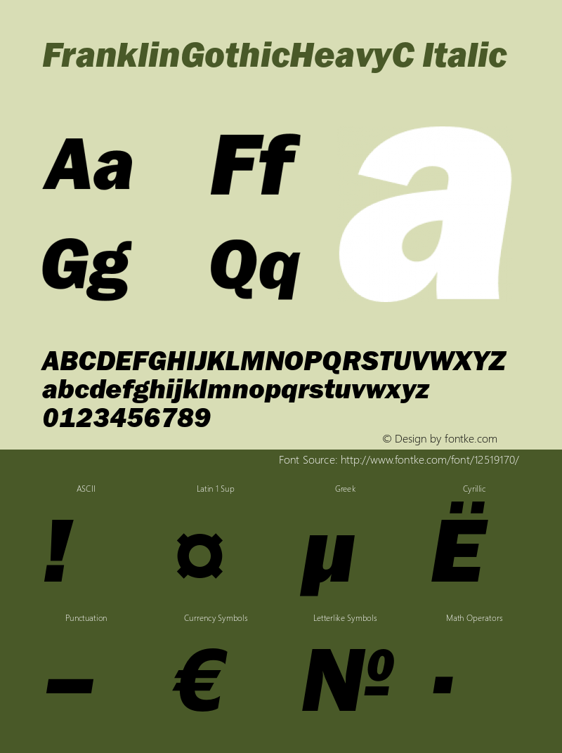 FranklinGothicHeavyC Italic OTF 1.0;PS 001.000;Core 116;AOCW 1.0 161图片样张