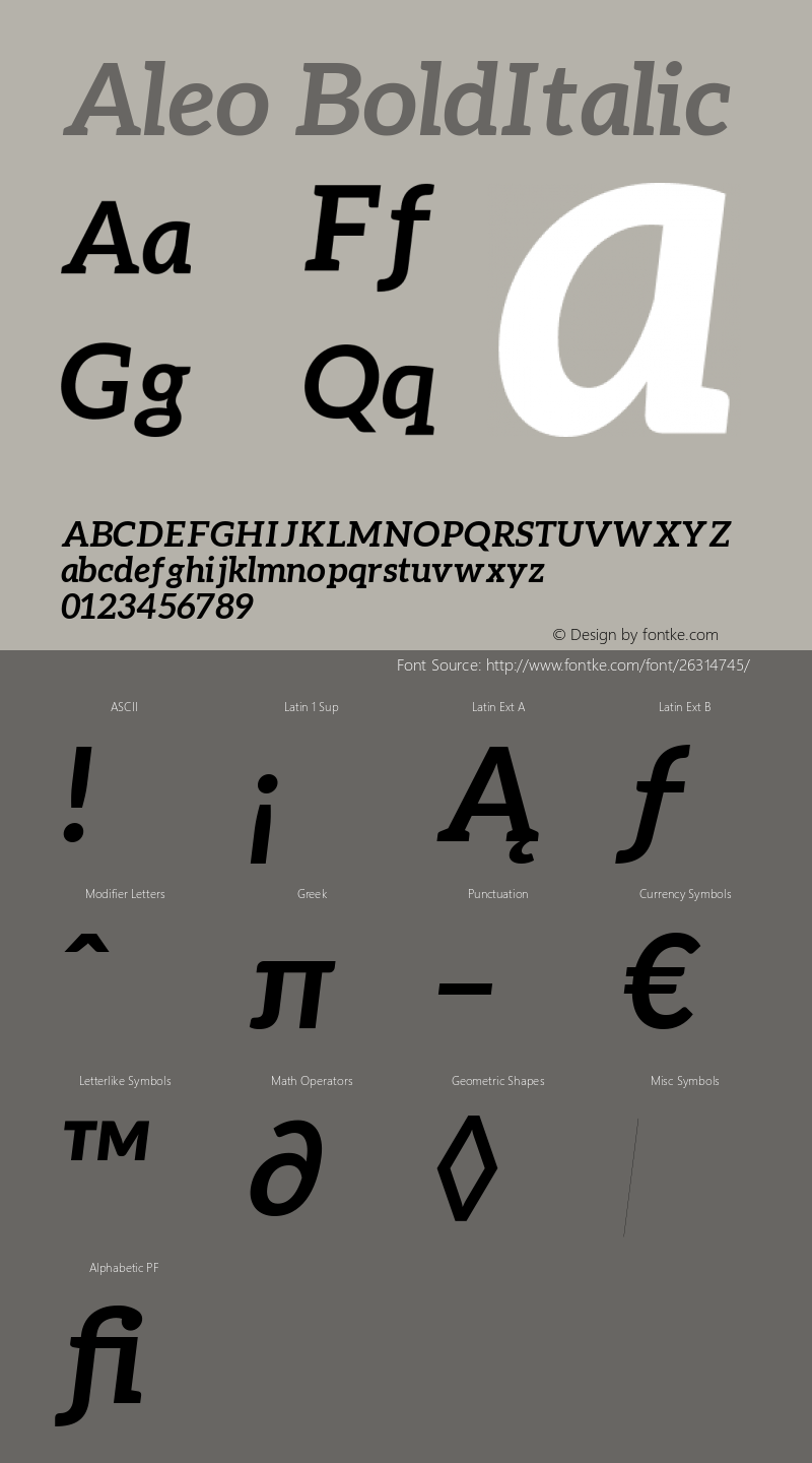 Aleo Bold Italic Version 1.1图片样张