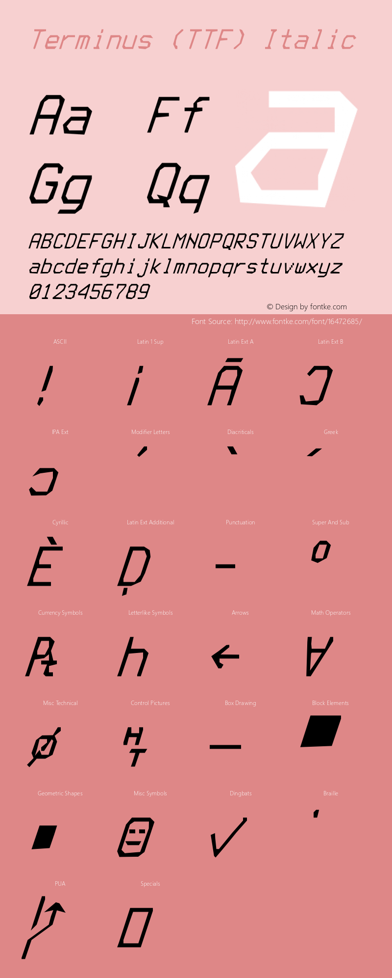 Terminus (TTF) Italic Version 4.40.1图片样张