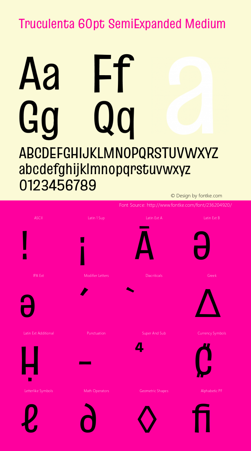 Truculenta 60pt SemiExpanded Medium Version 1.002图片样张