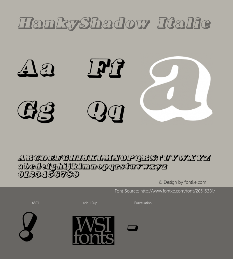 HankyShadow Italic Macromedia Fontographer 4.1 7/20/96图片样张