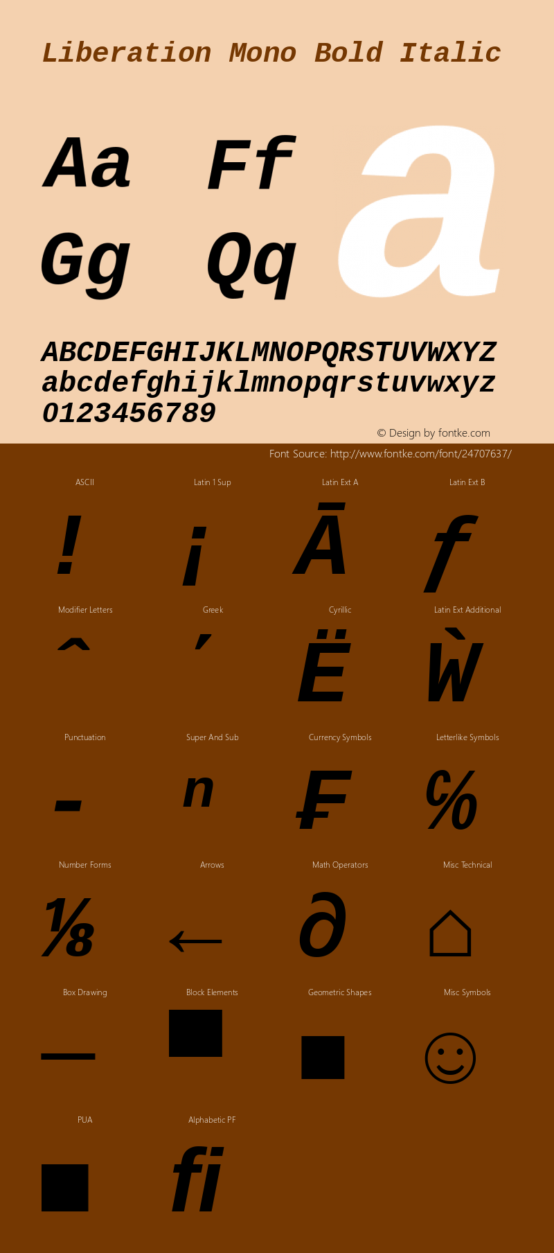 Liberation Mono Bold Italic Version 1.00图片样张