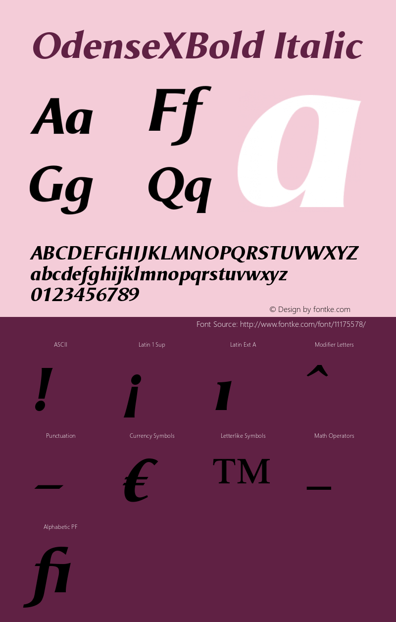 OdenseXBold Italic Version 005.000图片样张