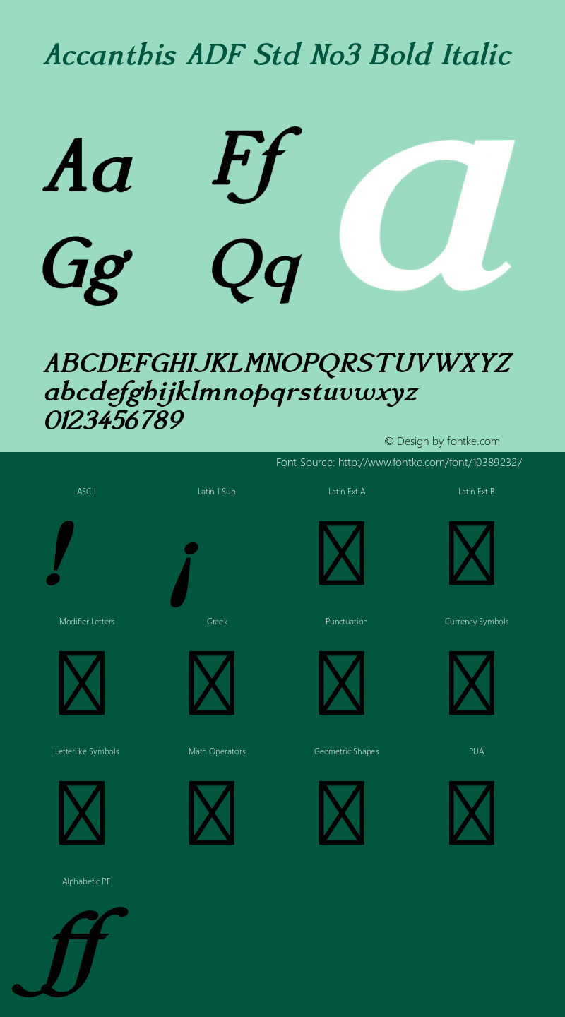 Accanthis ADF Std No3 Bold Italic Version 1.008;FFEdit图片样张