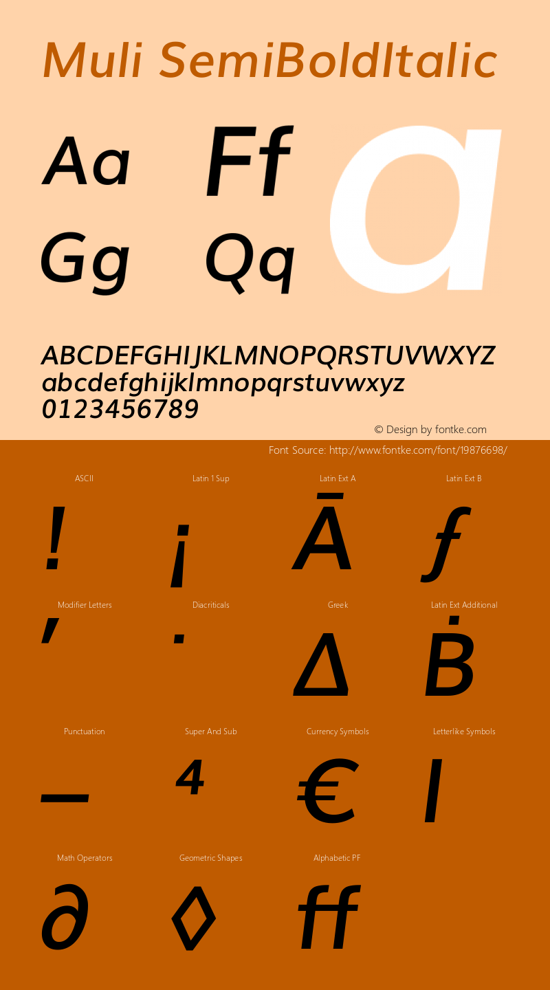 Muli Semi-Bold Italic Version 2.0图片样张
