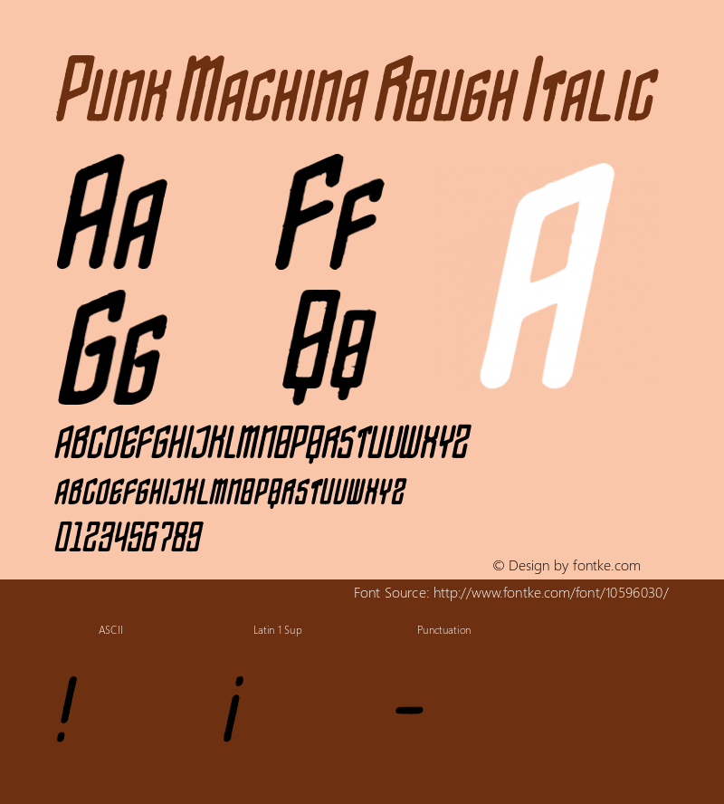 Punk Machina Rough Italic Version 1.000;PS 001.001;hotconv 1.0.56图片样张