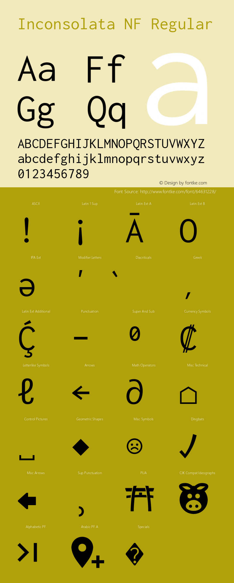 Inconsolata Regular Nerd Font Complete Windows Compatible Version 2.001图片样张