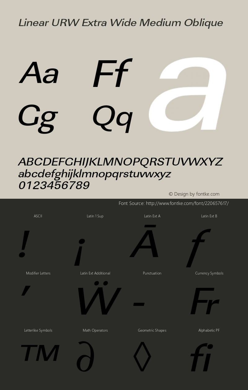 LinearURWExtWid-MedObl Version 1.000;PS 1.00;hotconv 1.0.57;makeotf.lib2.0.21895图片样张