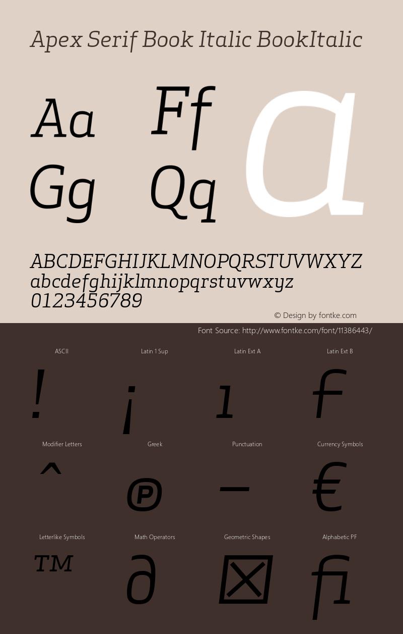 Apex Serif Book Italic BookItalic Version 005.000图片样张