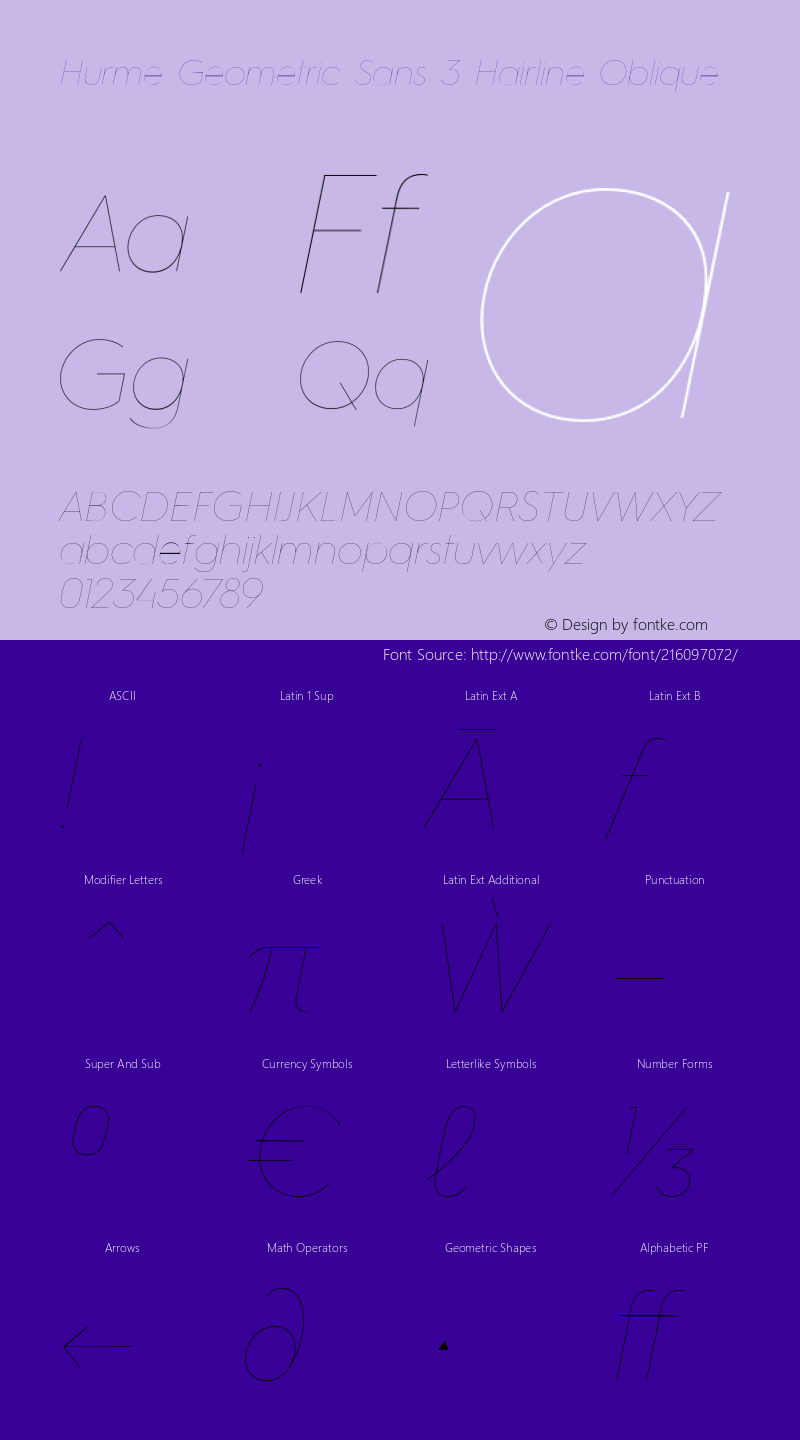 HurmeGeometricSans3 HairlineObl Version 1.001图片样张