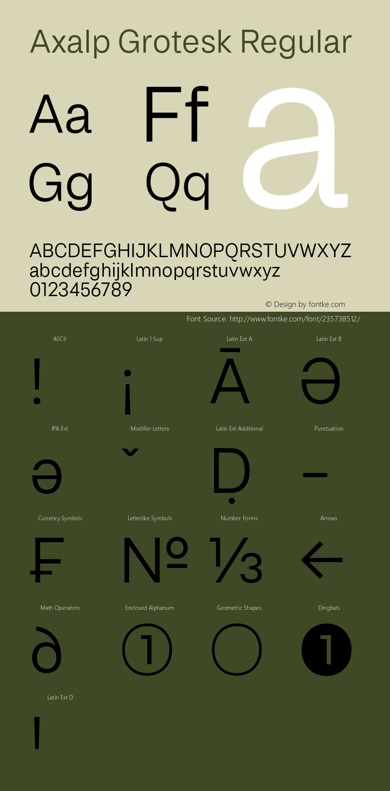 Axalp Grotesk Regular Version 1.000;PS 001.000;hotconv 1.0.88;makeotf.lib2.5.64775图片样张