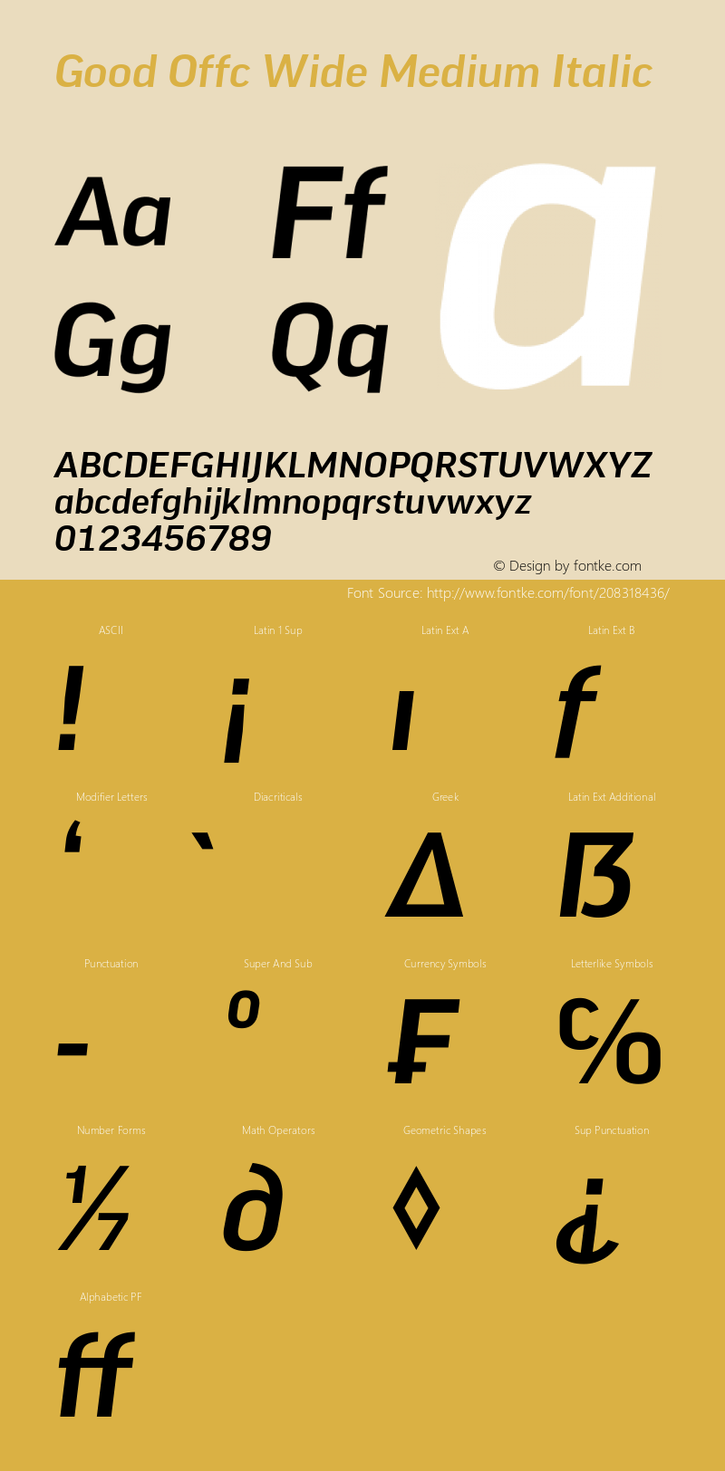 Good Offc Wide Medium Italic Version 7.504; 2010; Build 1021图片样张