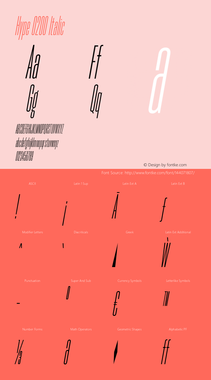 Hype 0200 Italic Version 1.000;hotconv 1.0.109;makeotfexe 2.5.65596图片样张