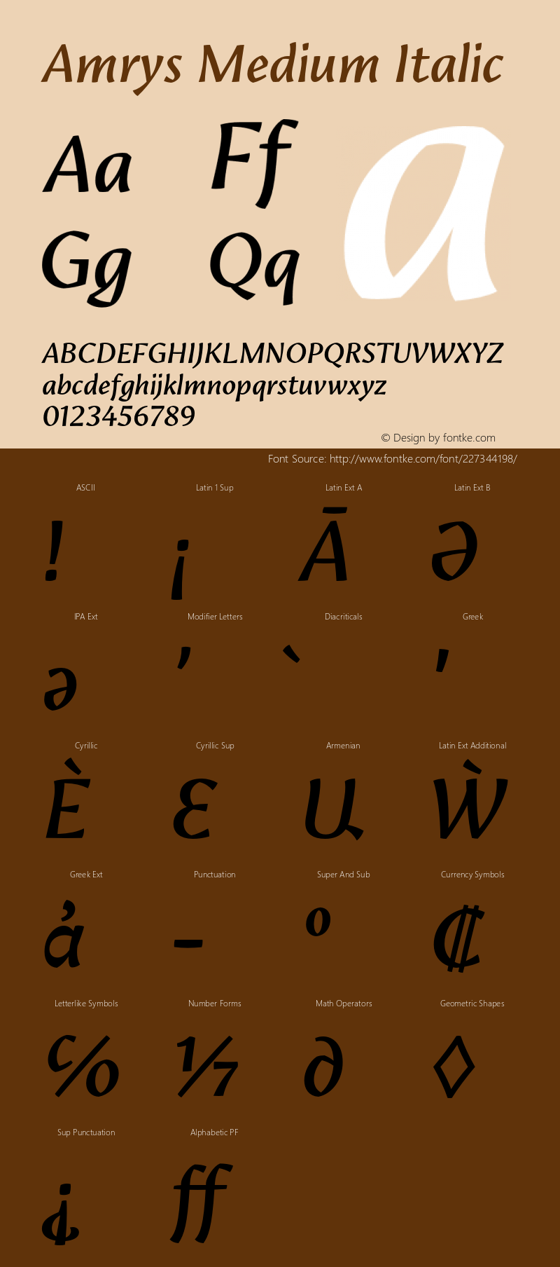 Amrys Medium Italic Version 1.00, build 18, g2.5.2.1158, s3图片样张