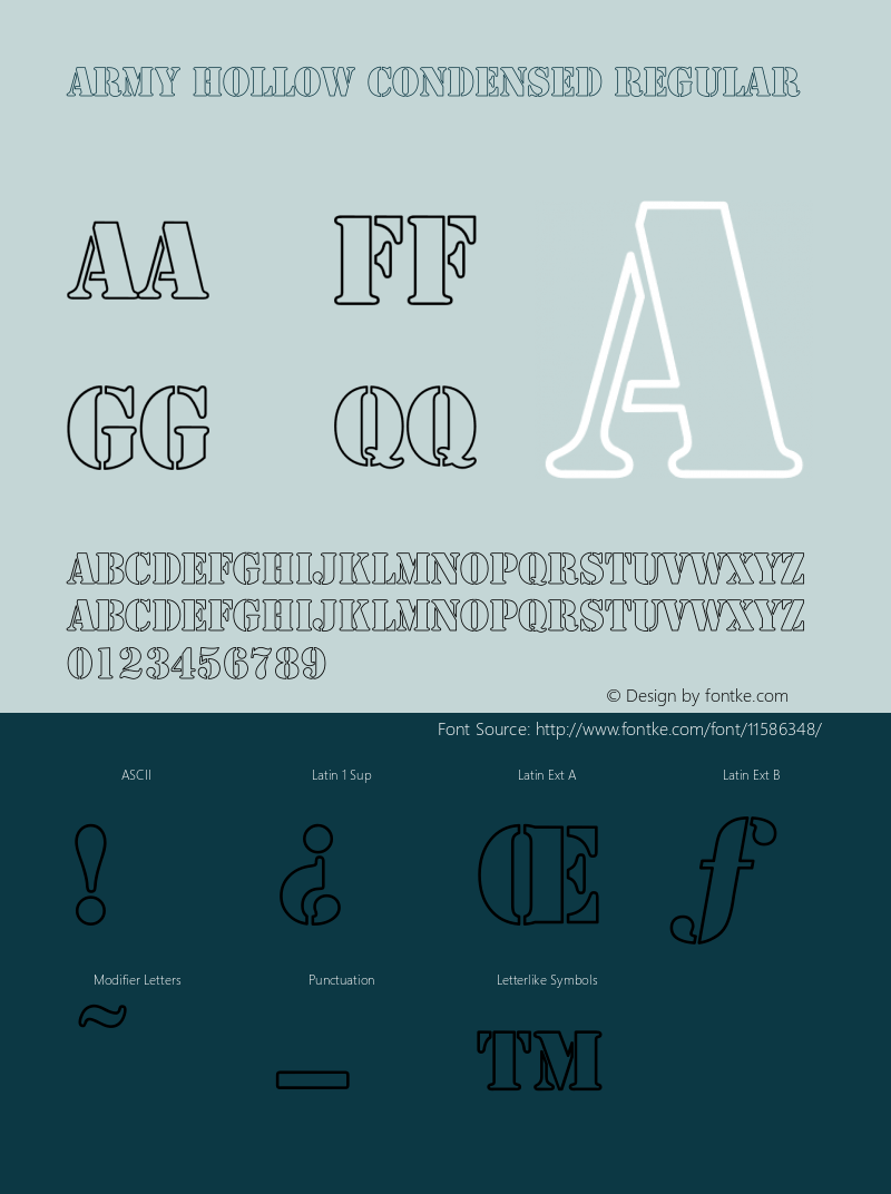 Army Hollow Condensed Regular Converted from C:\ALLTYPE\ARMY1602.HF1 by ALLTYPE图片样张