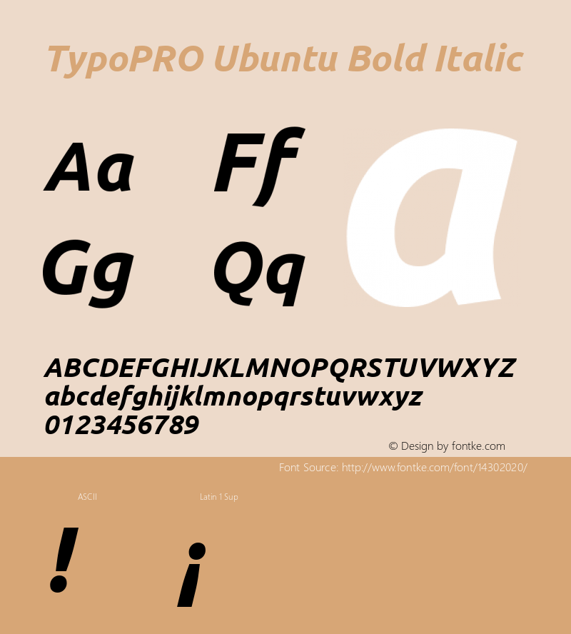 TypoPRO Ubuntu Bold Italic Version 0.80图片样张