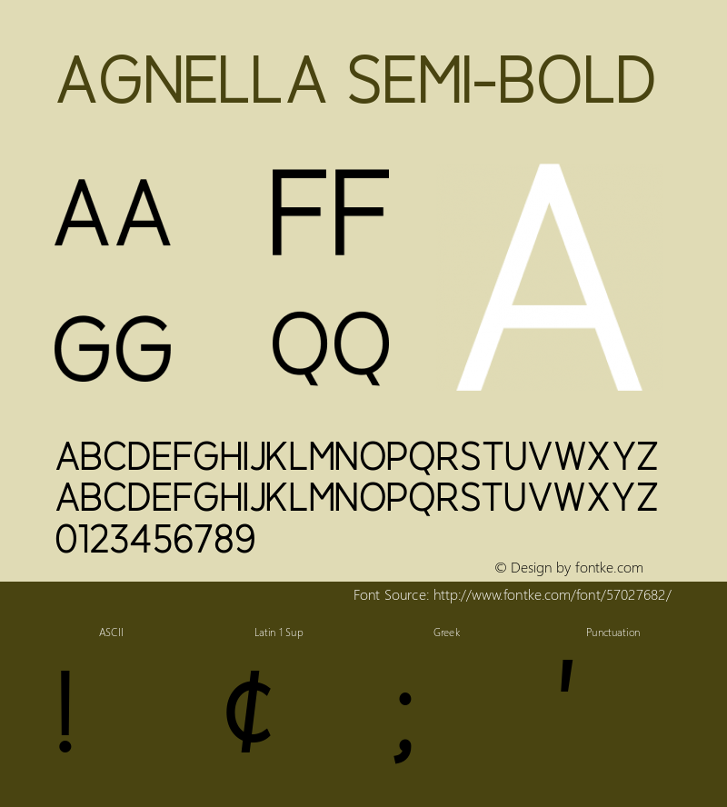 Agnella Semi-Bold Version 1.00;February 29, 2020;FontCreator 11.5.0.2422 64-bit图片样张