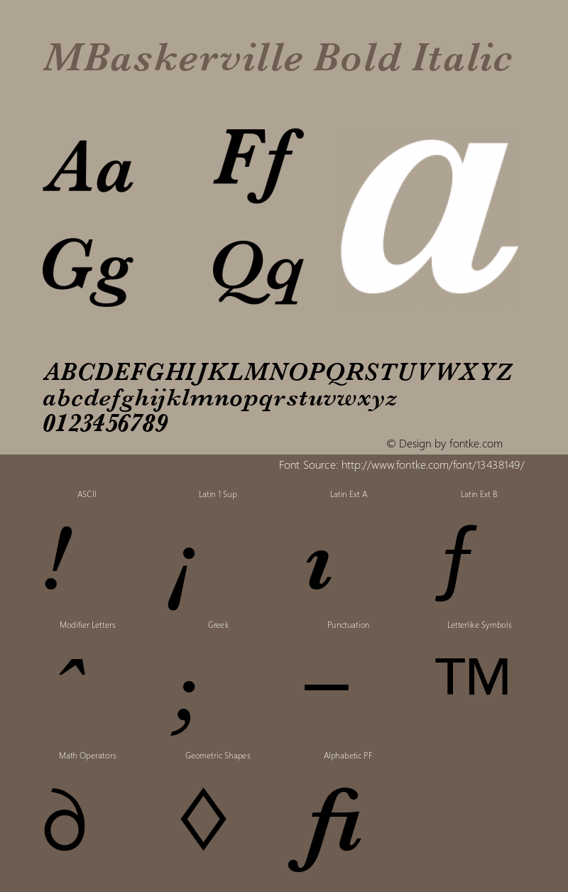 MBaskerville Bold Italic Version 4.00 April 13, 2007图片样张