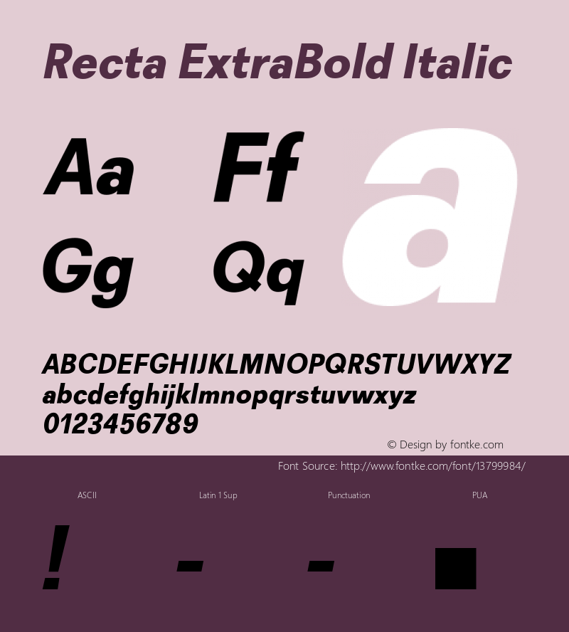 Recta ExtraBold Italic Version 1.000图片样张