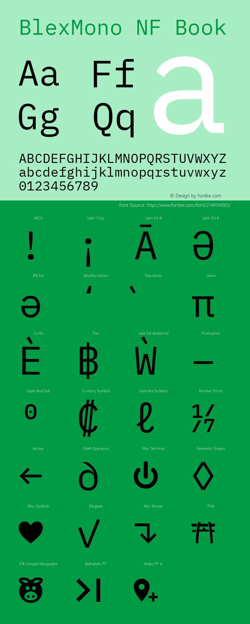 Blex Mono Nerd Font Complete Mono Windows Compatible Version 2.000;Nerd Fonts 2.1.0图片样张