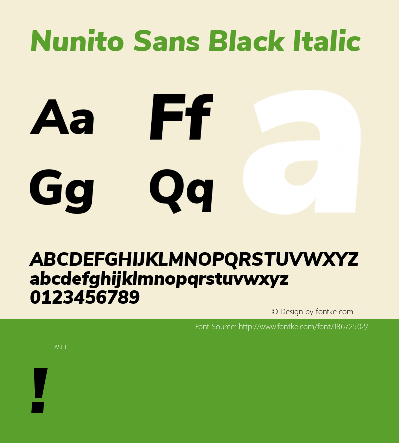 Nunito Sans Black Italic Version 2.000; ttfautohint (v1.4.1)图片样张