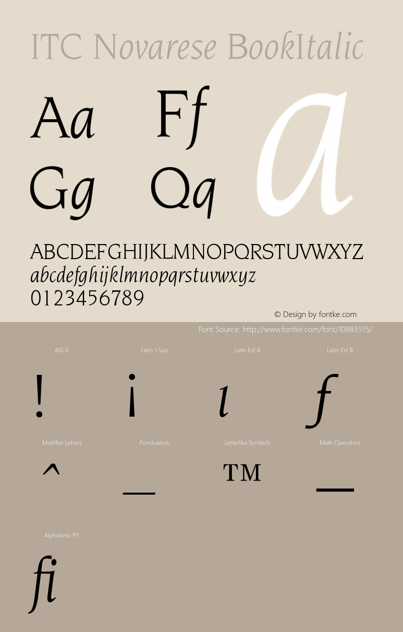 ITC Novarese BookItalic Version 003.001图片样张