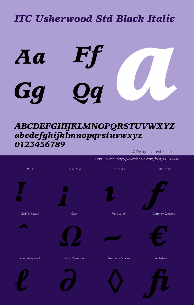 ITC Usherwood Std Black Italic OTF 1.018;PS 001.001;Core 1.0.31;makeotf.lib1.4.1585图片样张