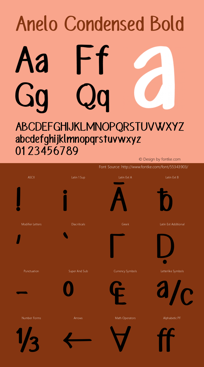 Anelo Condensed Bold Version 1.00;February 13, 2020;FontCreator 12.0.0.2555 64-bit图片样张